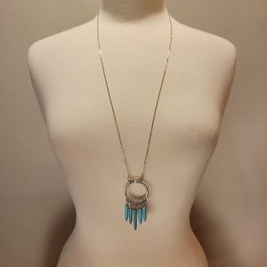 Nordstroms Silver Circle Necklace with Turquoise Pendants